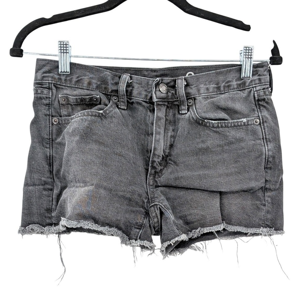 Gap 1969 Black Cutoff Denim Shorts 24 Slim Distressed Grunge